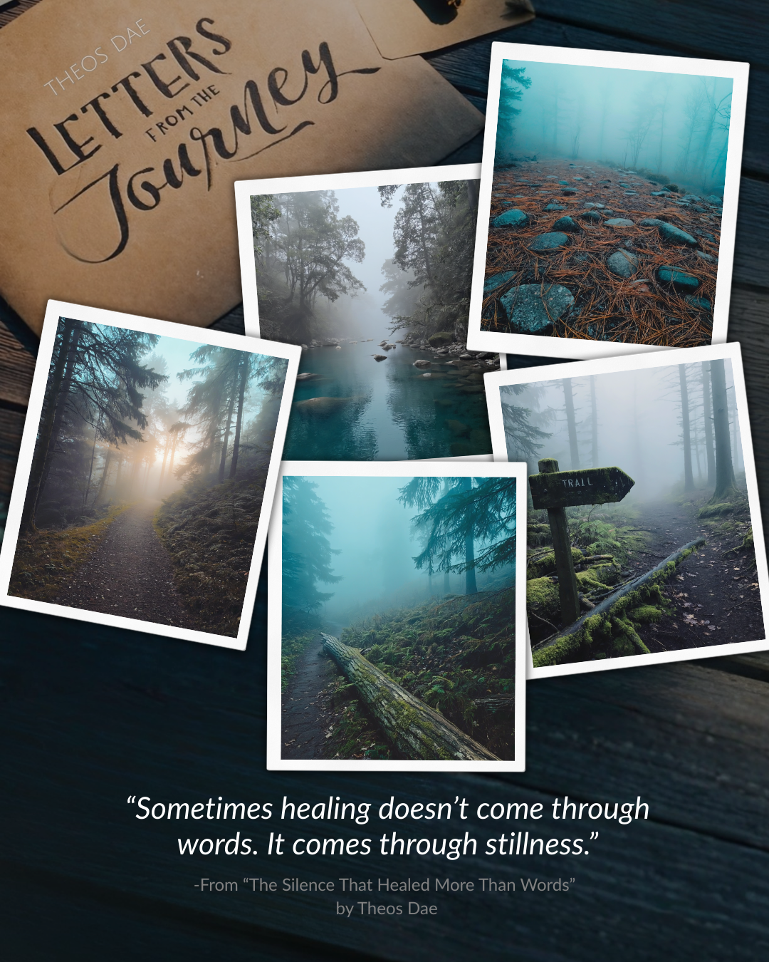 A collage of outdoor pictures from a journey to self discovery and God from Theos Dae