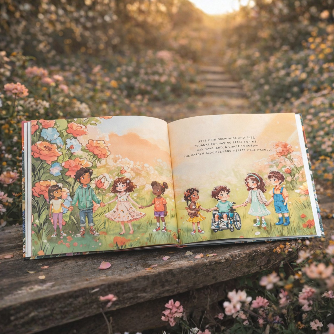 An open book of The Bloom of Belonging