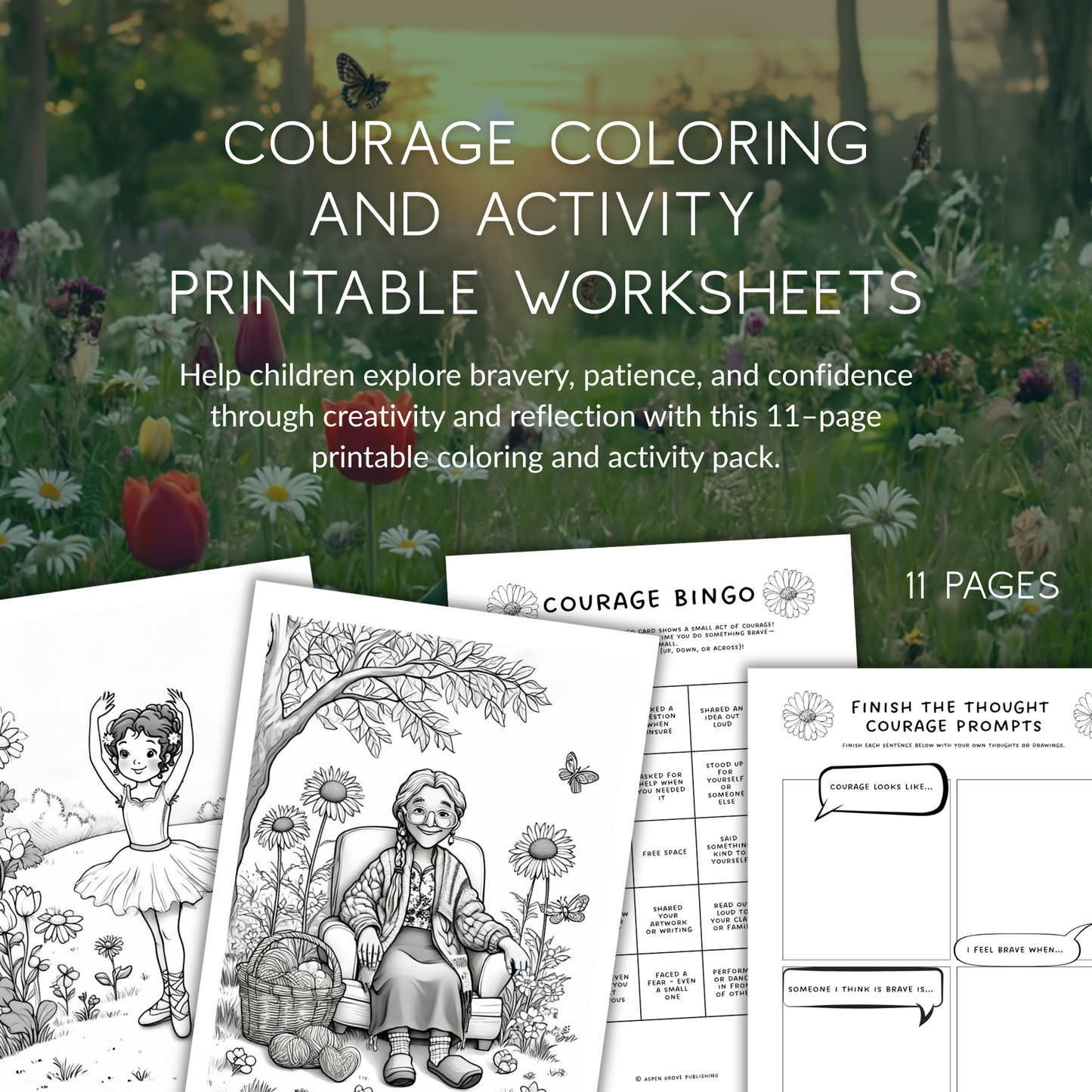 Courage Coloring and Activity Printable Worksheets